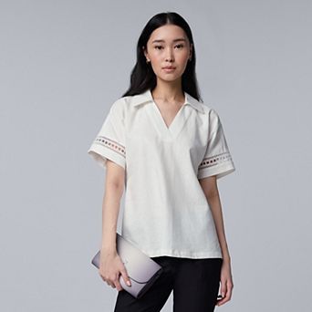 Women's Simply Vera Vera Wang Openwork Trim Shirt