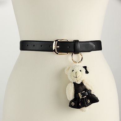 Women's BCBG Generation Pant Belt With Fancy Bear Charm