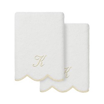 Linum Home Textiles 2 pc Personalized Scallop Towel Set