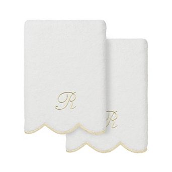 Linum Home Textiles 2 pc Personalized Scallop Towel Set