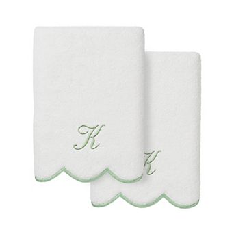 Linum Home Textiles 2 pc Personalized Scallop Towel Set