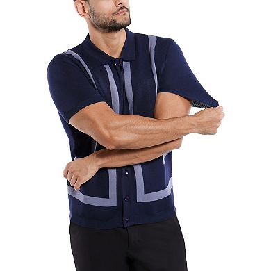 Men's Jacquard Short Sleeve Sweater Polo