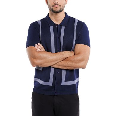 Men's Jacquard Short Sleeve Sweater Polo