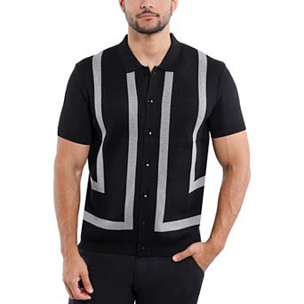 Men's Jacquard Short Sleeve Sweater Polo