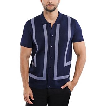 Men's Jacquard Short Sleeve Sweater Polo