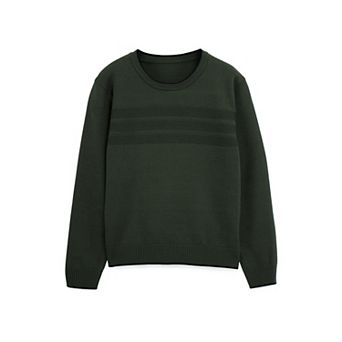 Boy's Moto Ribbing Detail Crew Neck Sweater (4-12 Years)