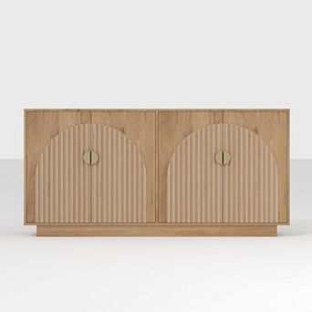 Modern Fluted Sideboard Buffet Cabinet with Storage, 63" Large Coffee Bar & Wine Bar Console Table