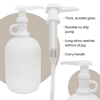 64oz Glass Jug with Pump; Half-Gallon Dispenser for Soap or Sauce