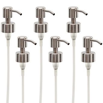 Stainless Steel Pump Tops (6-Pack), 28-400 Fit for 8oz/16oz Bottles, Silver Finish