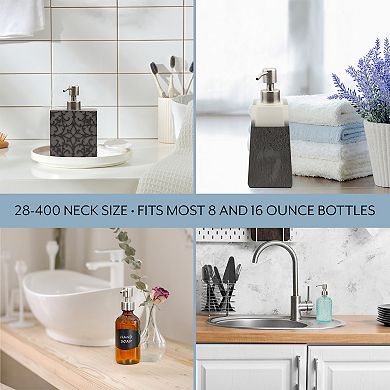 Stainless Steel Pump Tops (6-Pack), 28-400 Fit for 8oz/16oz Bottles, Silver Finish