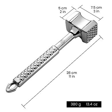 Stainless Steel Meat Tenderizer Tool, Premium Meat Mallet with Non-Slip Grip