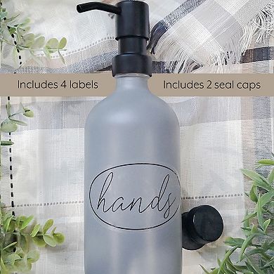 16oz Glass Pump Bottles, 2-Pack; Refillable Dispensers with Metal Tops