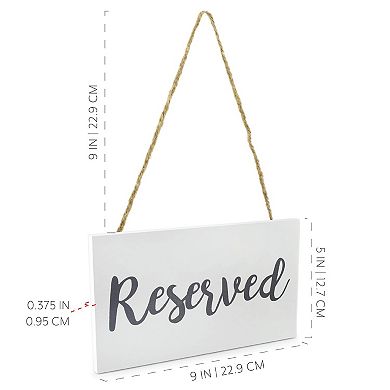 Hanging Wooden Reserved Signs, 6-Pack; Event Decor for Chairs or Wall Display