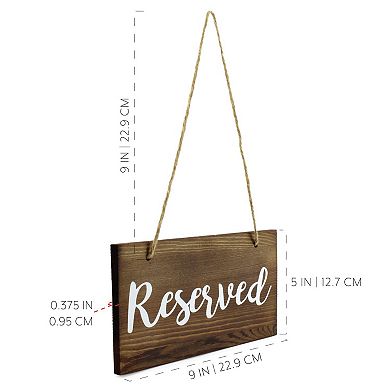 Hanging Wooden Reserved Signs, 6-Pack; Event Decor for Chairs or Wall Display
