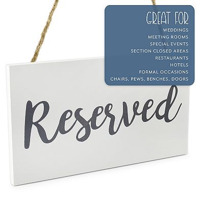 Hanging Wooden Reserved Signs, 6-Pack; Event Decor for Chairs or Wall Display