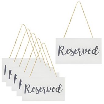Hanging Wooden Reserved Signs, 6-Pack; Event Decor for Chairs or Wall Display