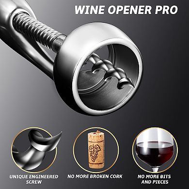 Wine Opener, Heavy-Duty Manual Corkscrew, Easy & Smooth Removal of Intact Wine Corks