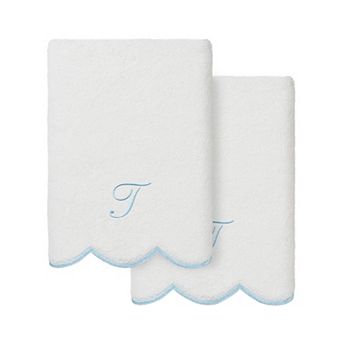 Linum Home Textiles Scallop 2 pc Personalized Towel Set