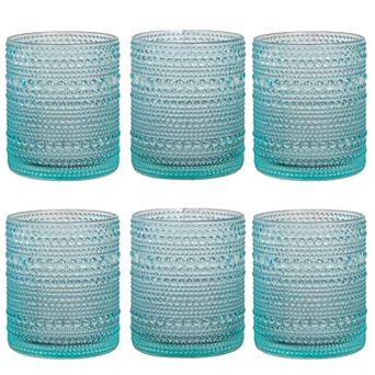 12oz Hobnail Drinking Glasses, 6-Pack; Vintage-Inspired Glassware for Water, Iced Tea, or Cocktails