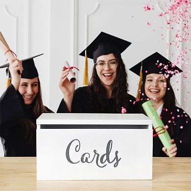White Wood Wedding Card Box; Rustic Reception Decor for Gift Table