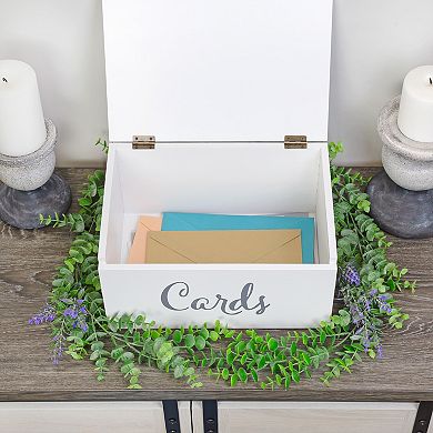 White Wood Wedding Card Box; Rustic Reception Decor for Gift Table