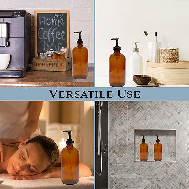 32oz Glass Soap Dispensers with Locking Pumps and Chalk Labels (2-Pack)