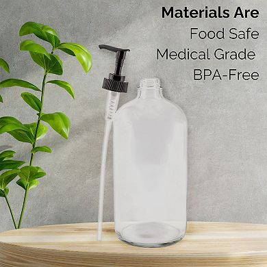 32oz Glass Soap Dispensers with Locking Pumps and Chalk Labels (2-Pack)