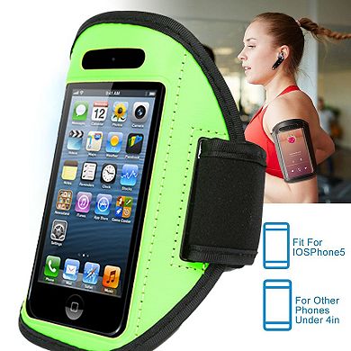 Adjustable Sweat-Resistant Phone Armband Holder for iPhone 5 & 4in Cellphones Running Gym