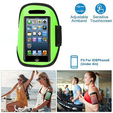 Adjustable Sweat-Resistant Phone Armband Holder for iPhone 5 & 4in Cellphones Running Gym
