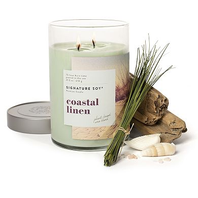 Signature Soy Lidded Coastal Linen Scented Candle