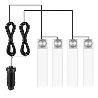 4 pc Blue LED Car Interior Lights DC 12V Ambient Atmosphere Lamp with Car Charger