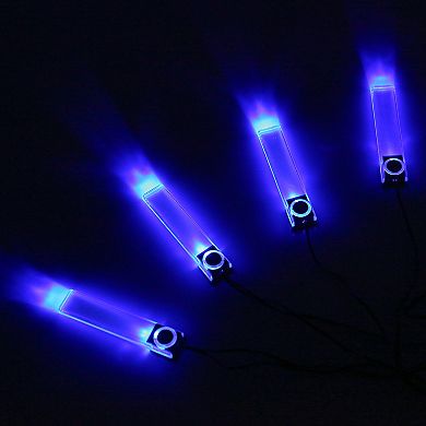 4Pcs Blue LED Car Interior Lights DC 12V Ambient Atmosphere Lamp with Car Charger