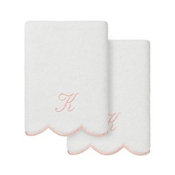 Linum Home Textiles Scallop 2 pc Personalized Towel Set
