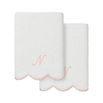 Linum Home Textiles Scallop 2 pc Personalized Towel Set