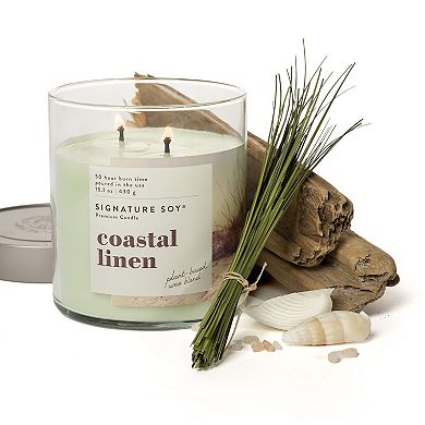 Signature Soy Lidded Coastal Linen Scented Candle
