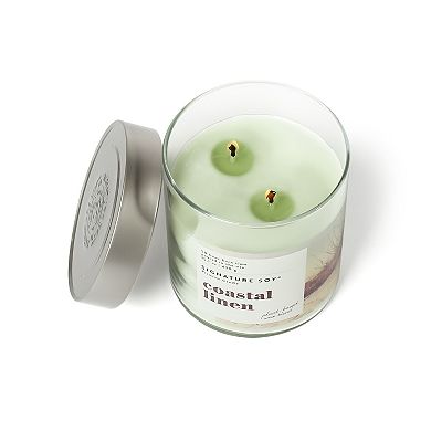 Signature Soy Lidded Coastal Linen Scented Candle