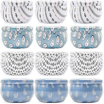 2oz Boho Metal Candle Tins, 12Pack; EuropeanStyle Craft & Gift Containers