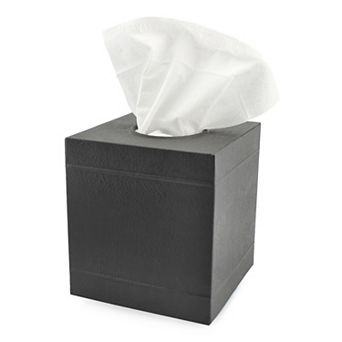 Galvanized Square Tissue Box Cover; Distressed Farmhouse Style Bathroom Holder