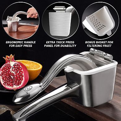 Stainless Steel Lemon Squeezer, Heavy-Duty Orange Juicer, Durable Hand Press Citrus Juicer
