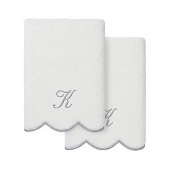 Linum Home Textiles Scallop 2 pc Personalized Towel Set