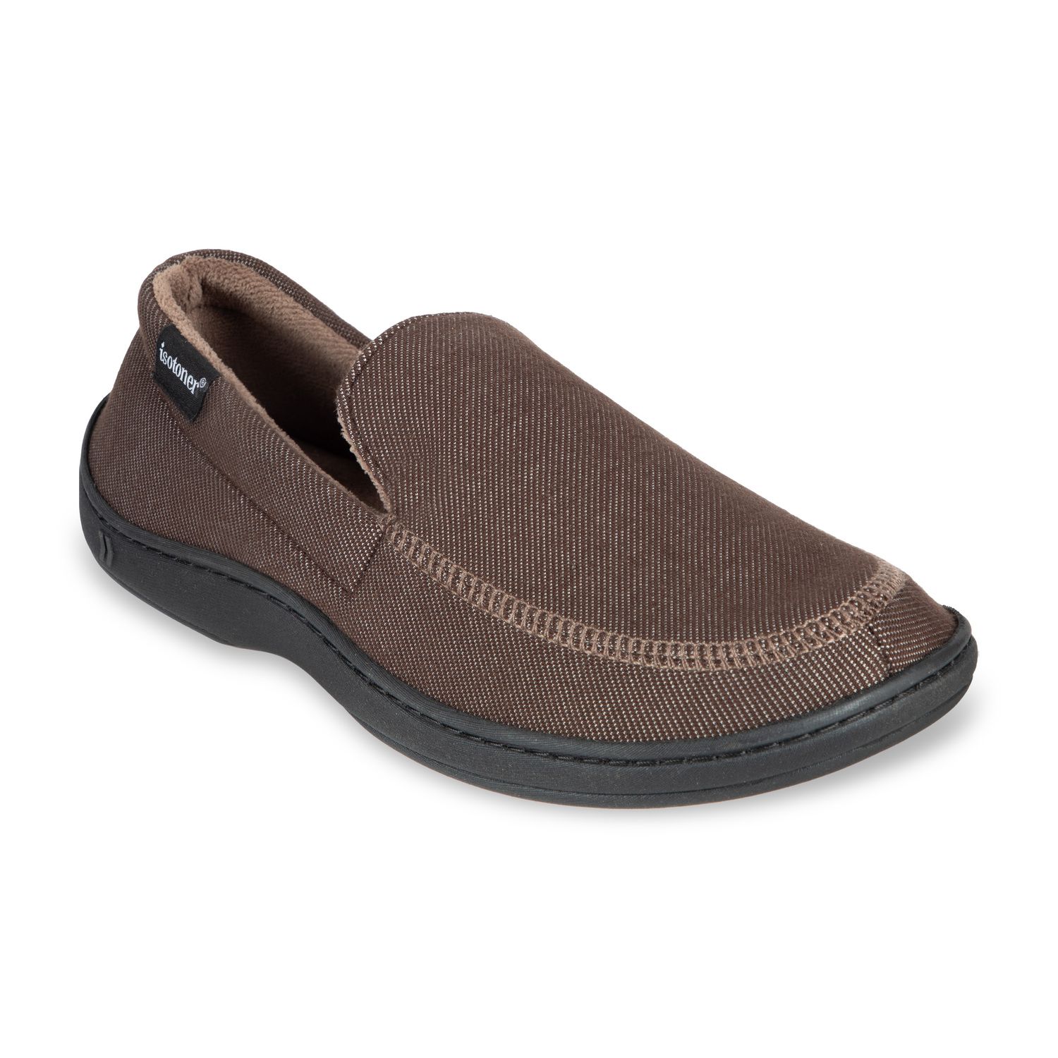 Мужские тапочки isotoner Chandler Slip-On Moccasin Slippers, цвет: Тёмный шоколадный