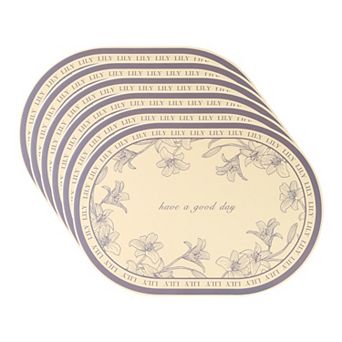 6 Sets Leather Placemats for Kitchen Dining Table Decor Wipeable Floral Table Mat 16.9*11.8inch