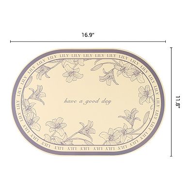 6 Sets Leather Placemats for Kitchen Dining Table Decor Wipeable Floral Table Mat 16.9*11.8inch