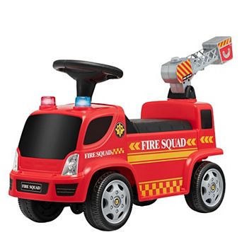Costway Kids Ride On Fire Truck Foot-to-Floor Sliding Push Car w/ Music & Bubble Maker