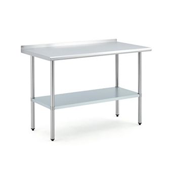24x48 Inch Heavy Duty Commercial Stainless Steel Worktable with Backsplash & Adjustable Undershelf