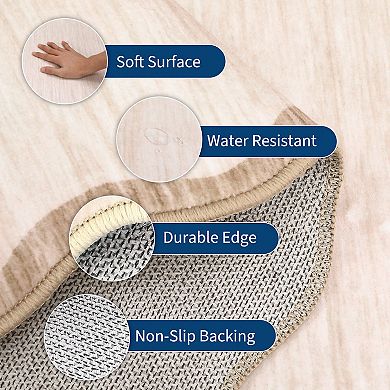 Bordered Machine Washable Rug with Rubber Backing Non-Slip Foldable Carpet