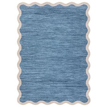 Bordered Machine Washable Rug with Rubber Backing Non-Slip Foldable Carpet