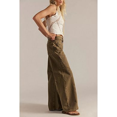 Women's Wide Straight Leg Mid Rise Baggy Pocket Denim Jeans Without Belt