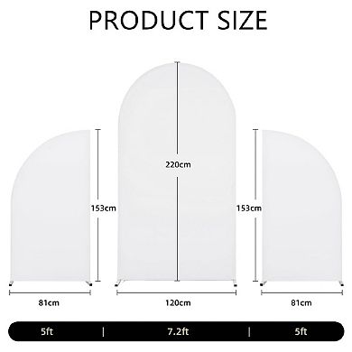 Spandex Arch Backdrop Covers Set of 3, Stretchable Fitted Covers for Round Top Chiara Arch Stand