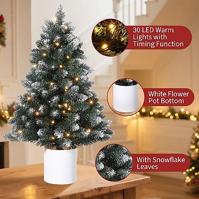 Christmas Decorations Pre-Lit Artificial Christmas Tree, Mini Christmas Tree with 40 LED Lights